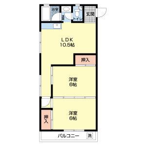 DAIKO TERRACE(2LDK/4階)の間取り写真