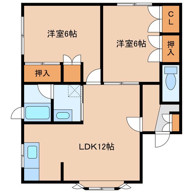 ボヌールB(2LDK/2階)の間取り写真