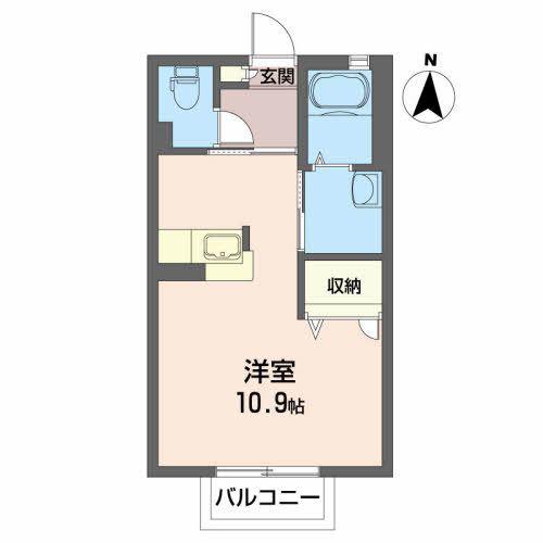 フローラ南(ワンルーム/2階)の間取り写真