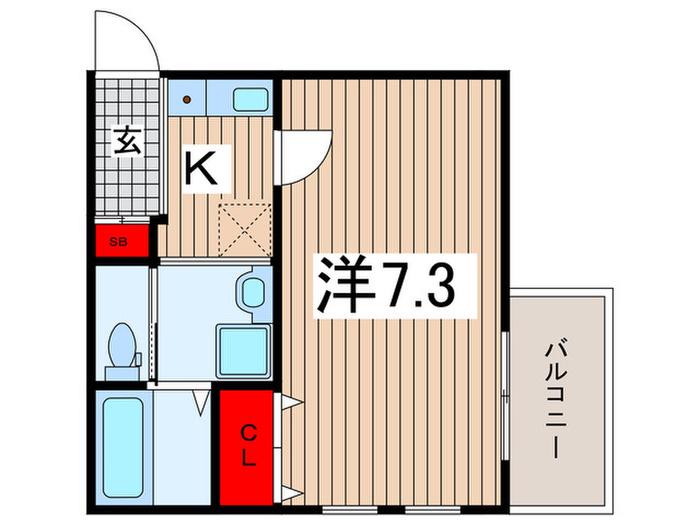 ボヌールテラスA(1K/3階)の間取り写真