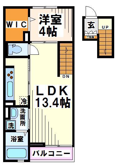 メープルコート(1LDK/4階)の間取り写真