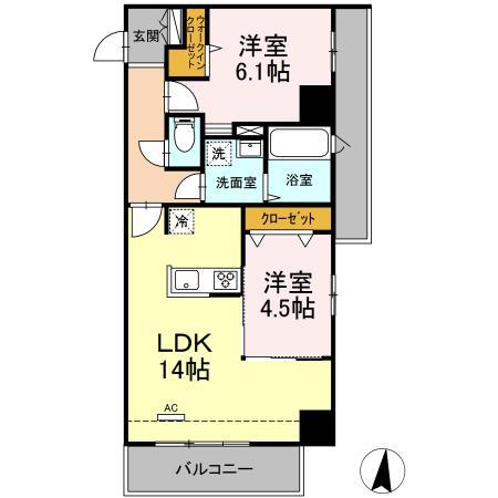 グランドソレイル(2LDK/1階)の間取り写真