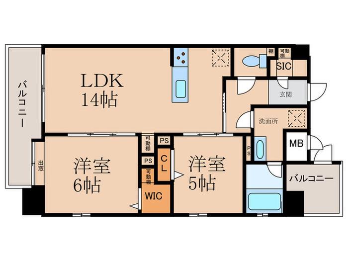 LA VIE BELLE(2LDK/2階)の間取り写真