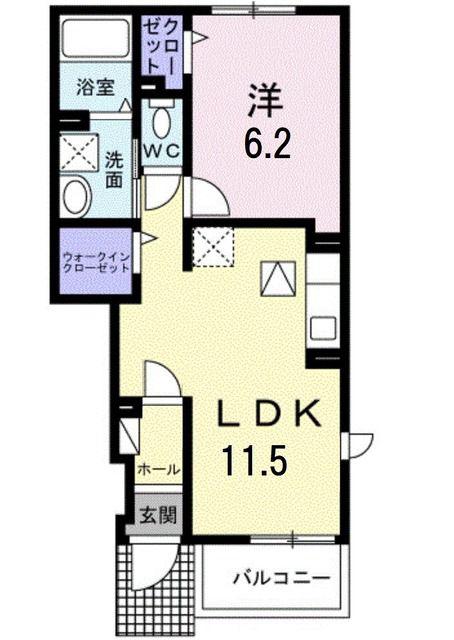 ファスト リバー ネオ(1LDK/1階)の間取り写真