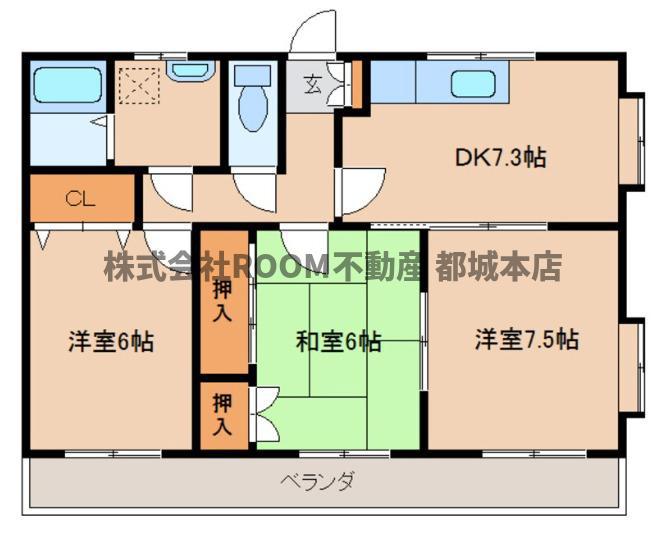 フローリッシュ祝吉(3DK/3階)の間取り写真