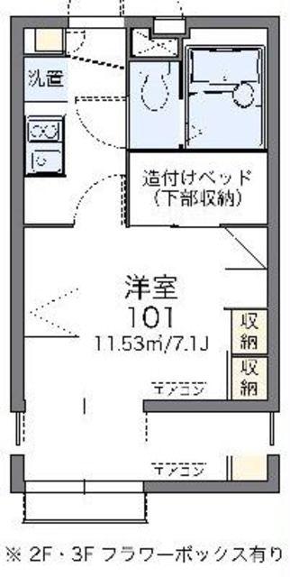 レオパレスクレスト千寿(1K/3階)の間取り写真