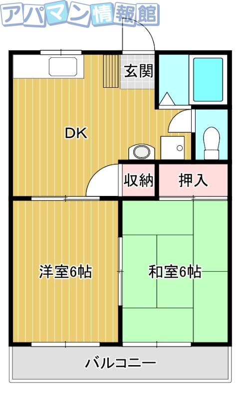 ジュネスVI(2DK/2階)の間取り写真