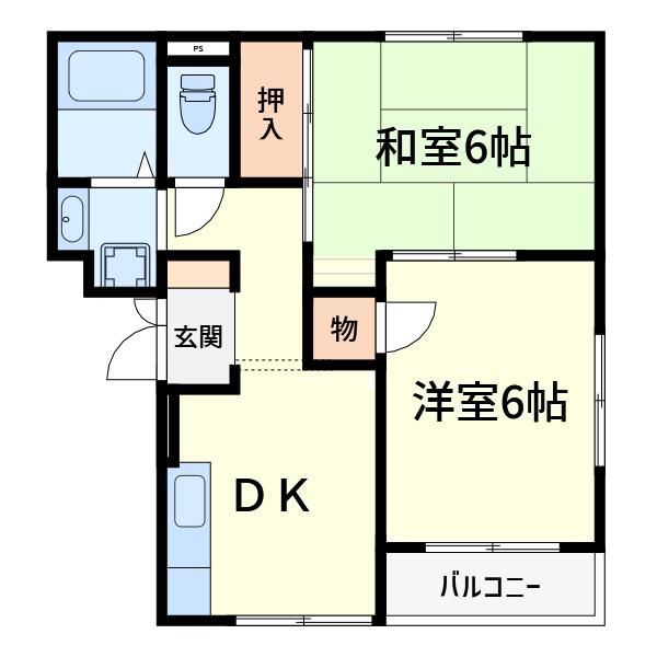 アーバンライフフミ(2DK/2階)の間取り写真