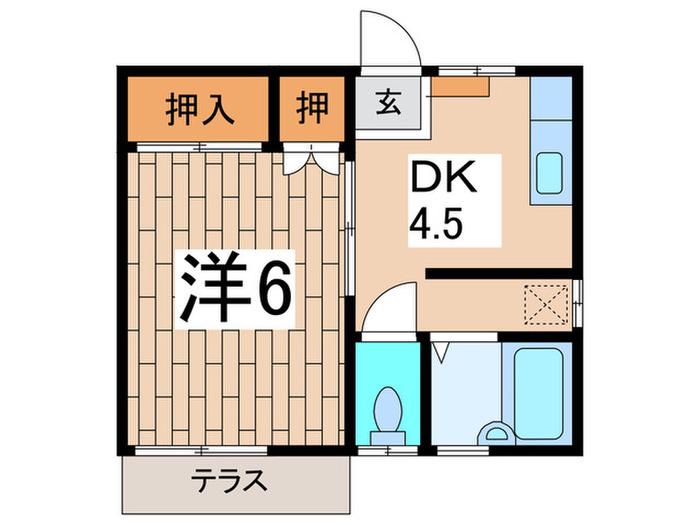 舘花ハイツ(1DK/1階)の間取り写真