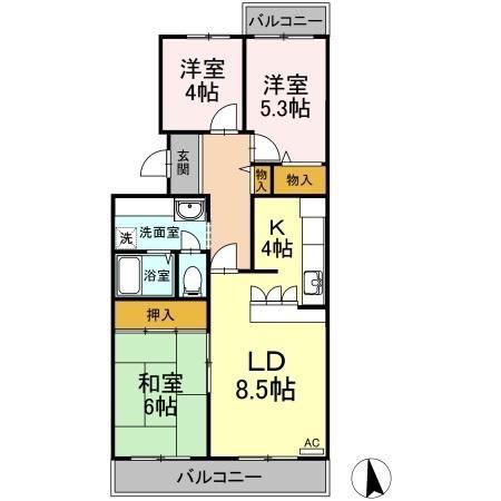 グレースソシア(3LDK/1階)の間取り写真