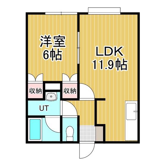 チェリーブロッサム日の出(1LDK/2階)の間取り写真