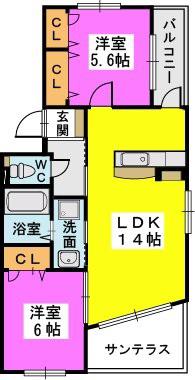 グランドゥールステラ(2LDK/1階)の間取り写真