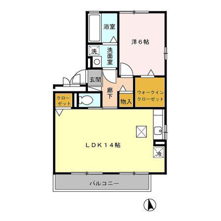 セルブランドS棟・L棟(1LDK/1階)の間取り写真
