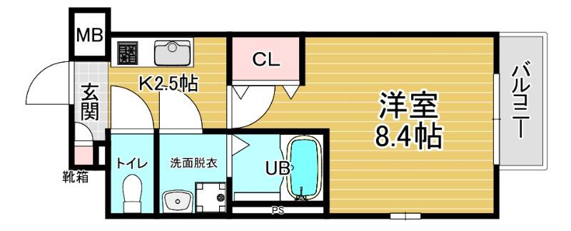 ブルックス福島(1K/2階)の間取り写真