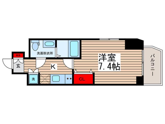 HUMANハイム亀戸II(1K/6階)の間取り写真