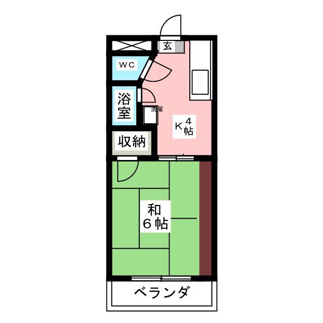 グリーンハイツ若里(1K/2階)の間取り写真