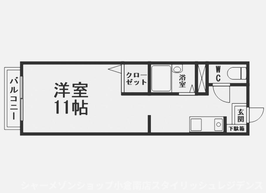 シャトーK安部山A棟(ワンルーム/1階)の間取り写真