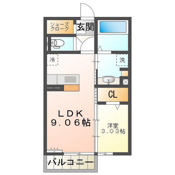 グリーンティアB(1LDK/2階)の間取り写真