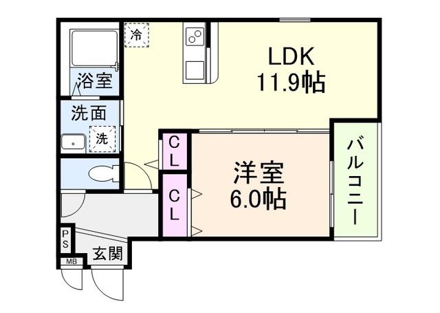 プライムメゾン・ソレイユ(1LDK/2階)の間取り写真