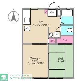 サンビレッジ横瀬 I棟(2DK/1階)の間取り写真