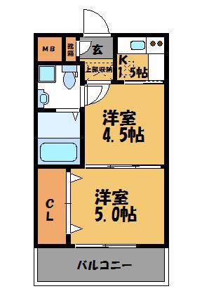 エステートモア警固本通(2K/12階)の間取り写真