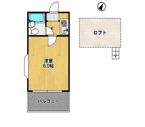 ジュネパレス北習志野第8(1K/2階)の間取り写真