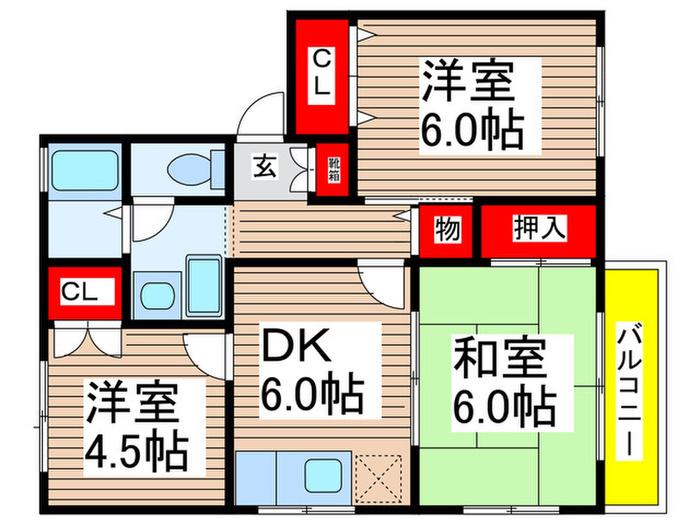 スズキハイツII(3DK/2階)の間取り写真