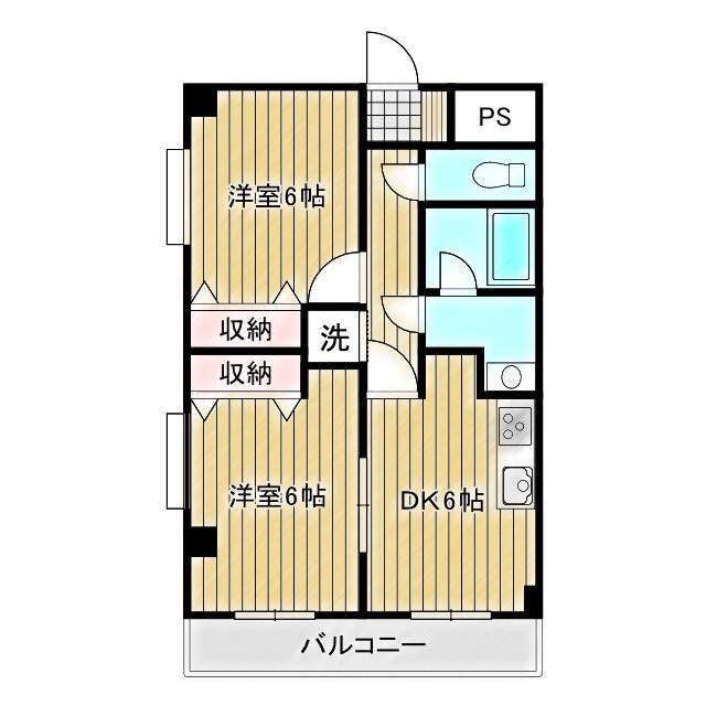 レフォール登戸(2DK/3階)の間取り写真