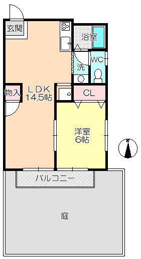サンパレス21尼崎2(1LDK/1階)の間取り写真