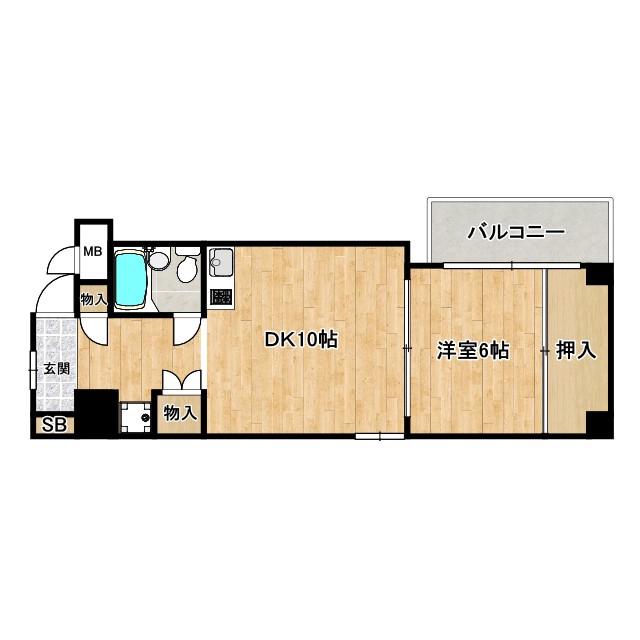 メゾン東船場(1LDK/5階)の間取り写真