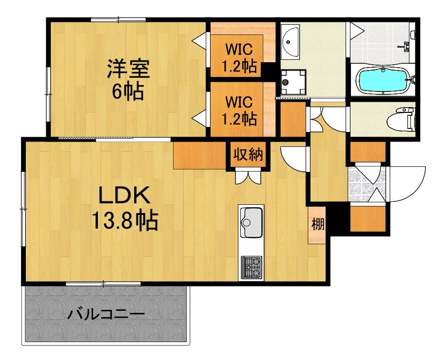 DEL・SUR COURT(1LDK/2階)の間取り写真