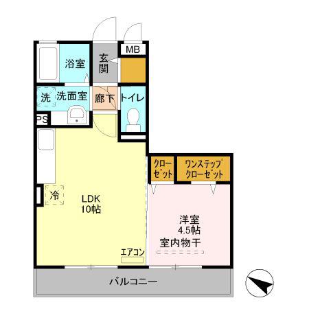 カルチェ B(1LDK/3階)の間取り写真