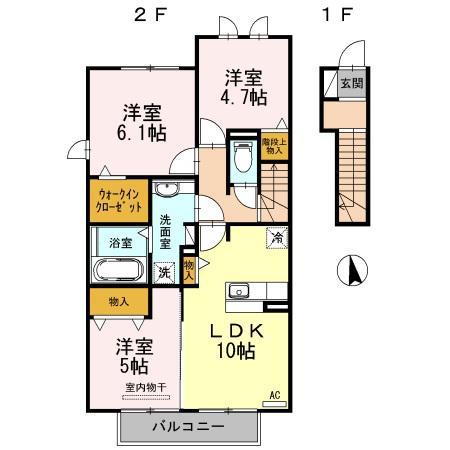 サンシャイン川八(3LDK/2階)の間取り写真