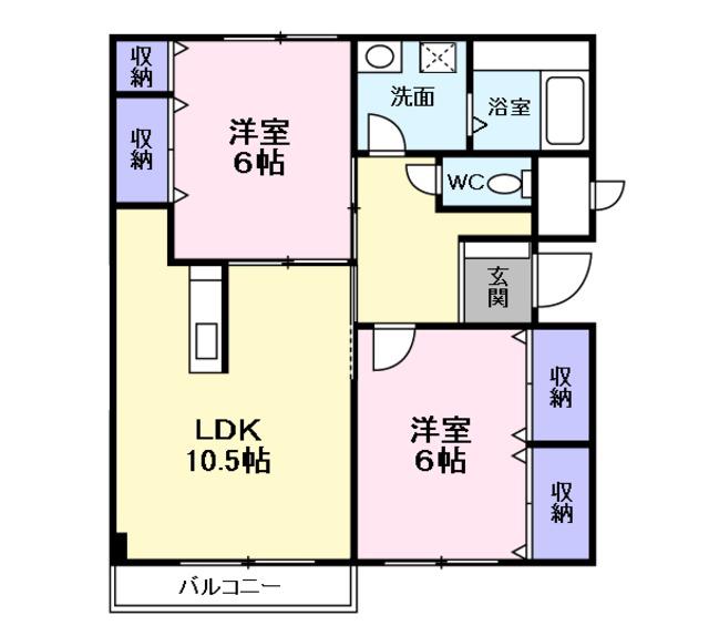 イーストランド(2LDK/2階)の間取り写真
