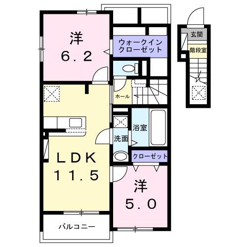 ヘキサパレス(2LDK/2階)の間取り写真