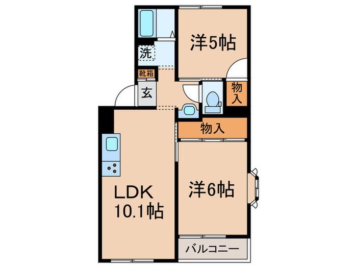 ビラ・ジュニペラスC棟(2LDK/3階)の間取り写真