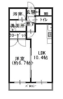 ゼンラフォーレ玉造(1LDK/2階)の間取り写真