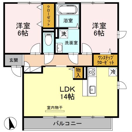 ヴィラ・デュオB棟(2LDK/1階)の間取り写真