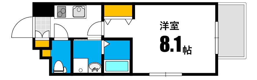 RUEX比治山橋(1K/7階)の間取り写真