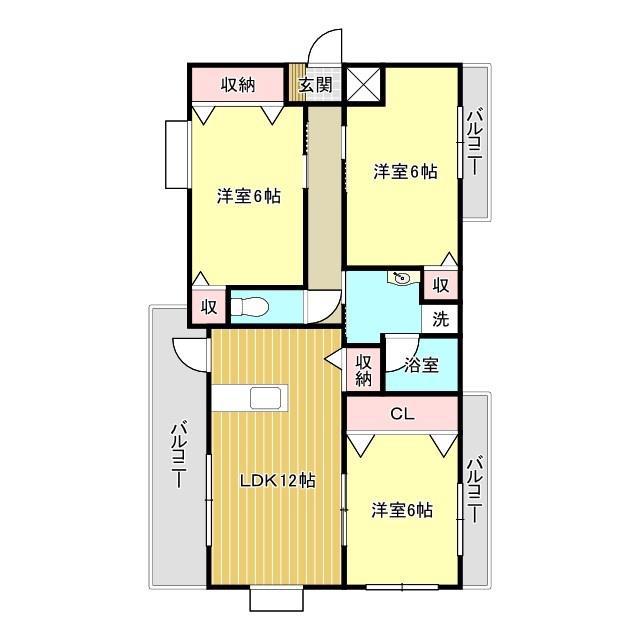 レアールマンションソレイユ(3LDK/3階)の間取り写真