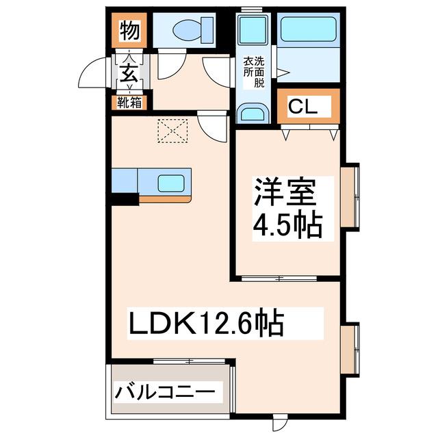 ルノワール水前寺(1LDK/1階)の間取り写真