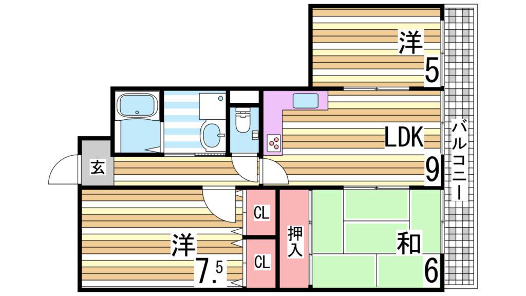 マノワールINO(3LDK/3階)の間取り写真