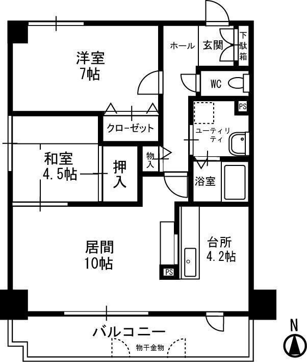 シビックコート苗穂駅前(2LDK/5階)の間取り写真
