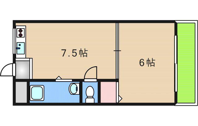 グロー玉出(1DK/5階)の間取り写真