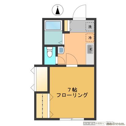 ガリューコート(1K/2階)の間取り写真