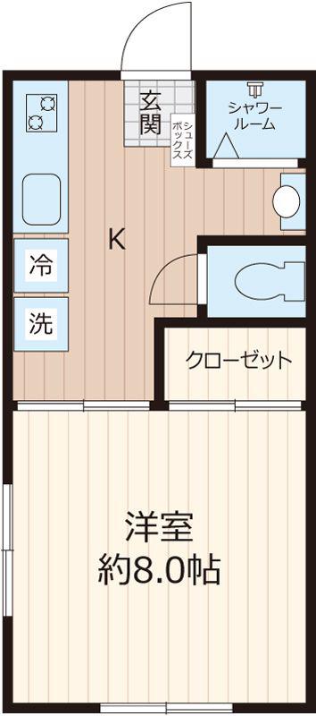 南矢名PRIMEPLACE(1K/1階)の間取り写真
