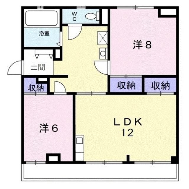 馬走グリーンハイツ(2LDK/3階)の間取り写真