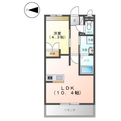 イーストヒルズ宿郷(1LDK/3階)の間取り写真