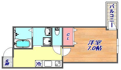 フジパレス灘1番館(1K/2階)の間取り写真