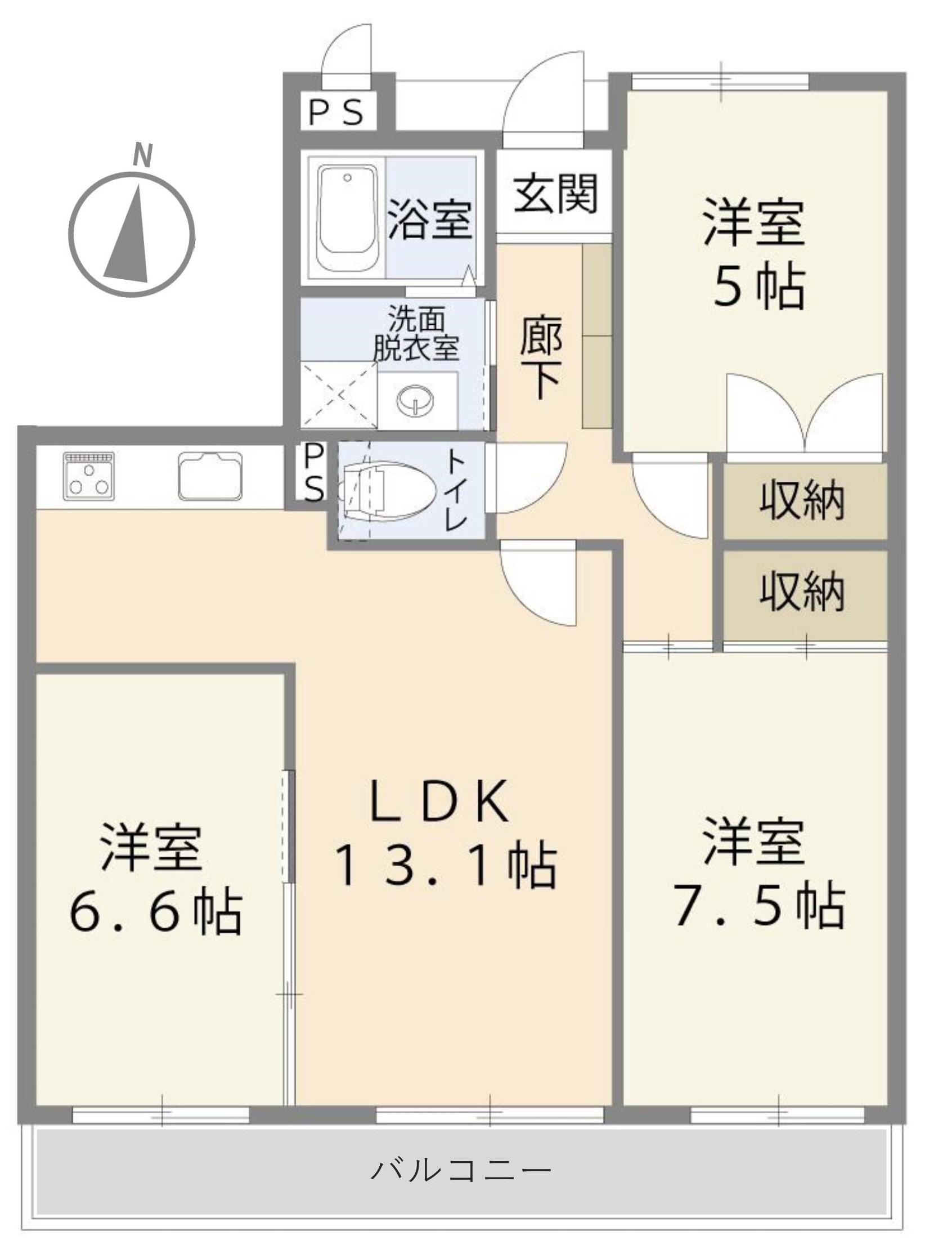 マナーハウスアンドー(3LDK/3階)の間取り写真